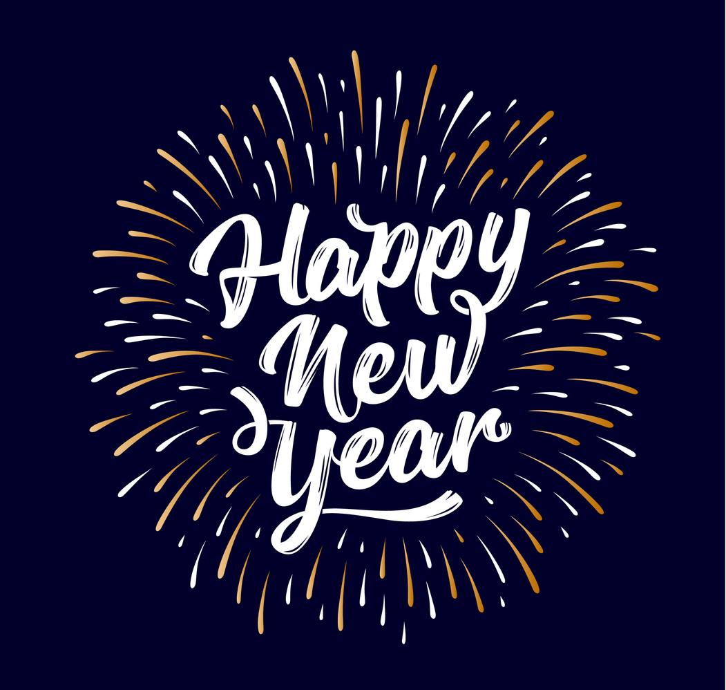 Happy New Year. Lettering text for Happy New Year